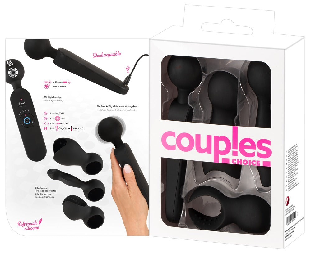 Couples Choice Wand Vibrator Recargable con 3 Accesorios