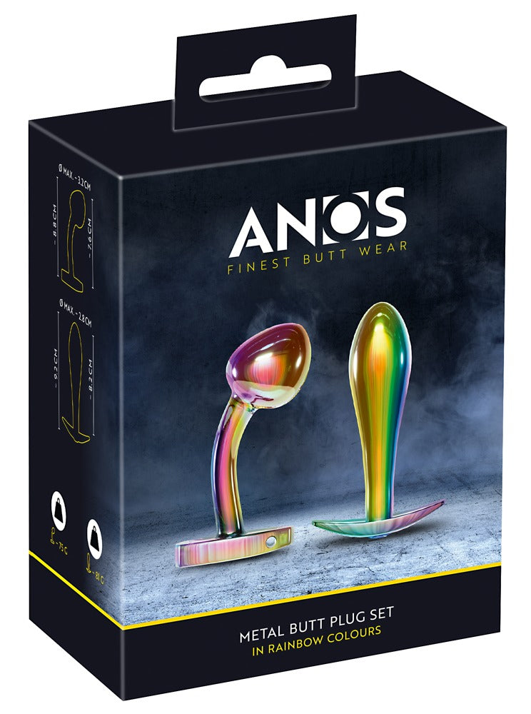 Juego de Plugs Anales Metálicos Arco Iris ANOS - 2 Piezas