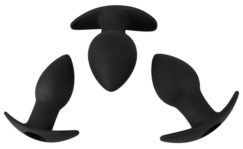 Set de 3 Plugs Anales Black Velvets con Vibrobullet