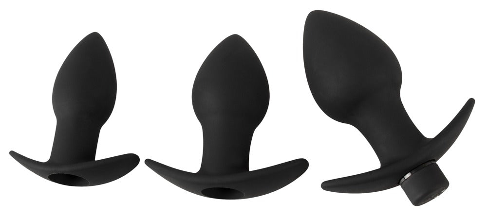 Set de 3 Plugs Anales Black Velvets con Vibrobullet