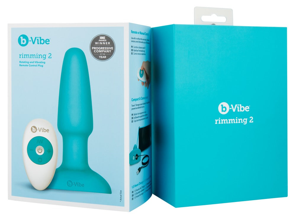B-Vibe Rimming Plug Blue - Vibrador Anal con Perlas Rotatorias