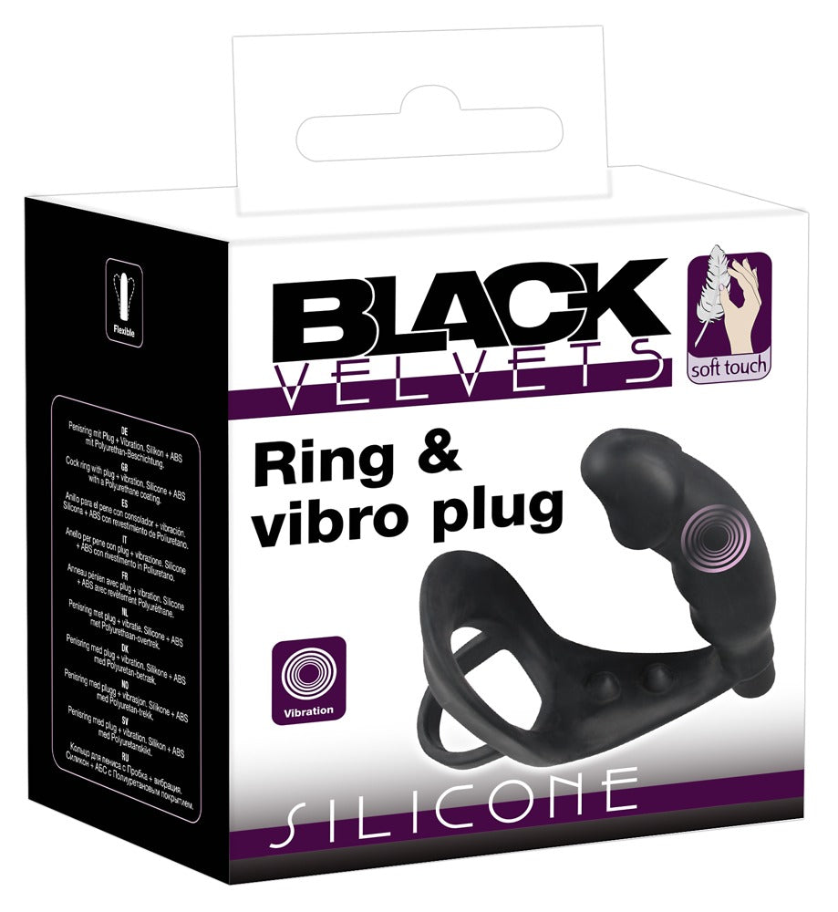 Vibrating Silicone Plug Black Velvets - Anillo Peneano con Estimulación