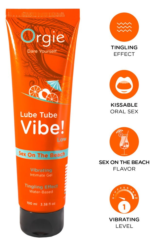 Lube Tube Vibe! Sex Beach 100 - Gel Lubricante Íntimo Comestible Orgie