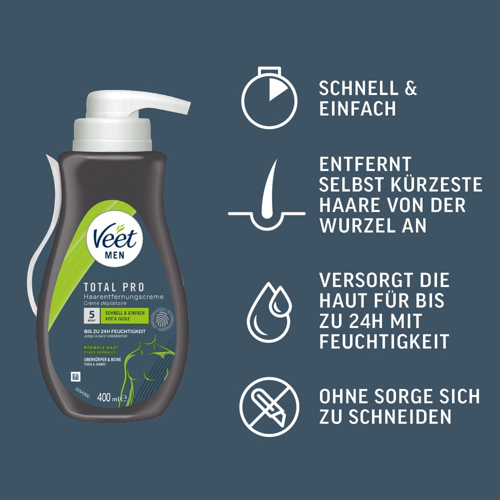 Veet Man Total Pro Crema Depilatoria 400 ml
