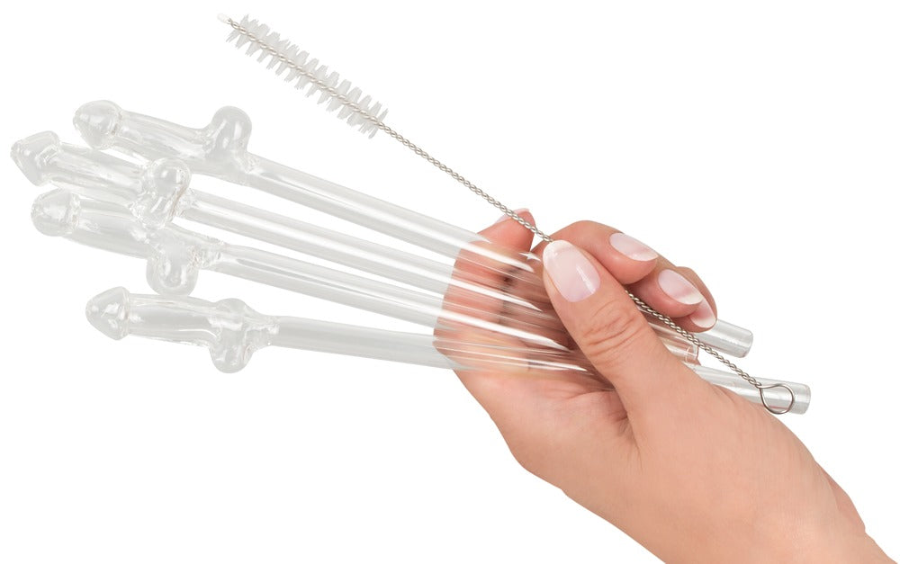 Pajitas de Vidrio Diseño Willy x4 - Reutilizables y Sostenibles