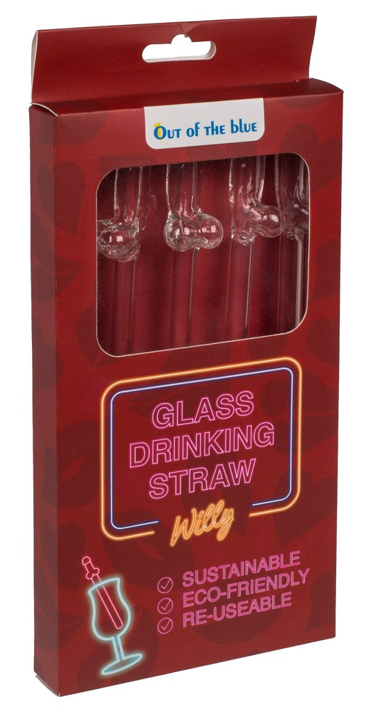Pajitas de Vidrio Diseño Willy x4 - Reutilizables y Sostenibles