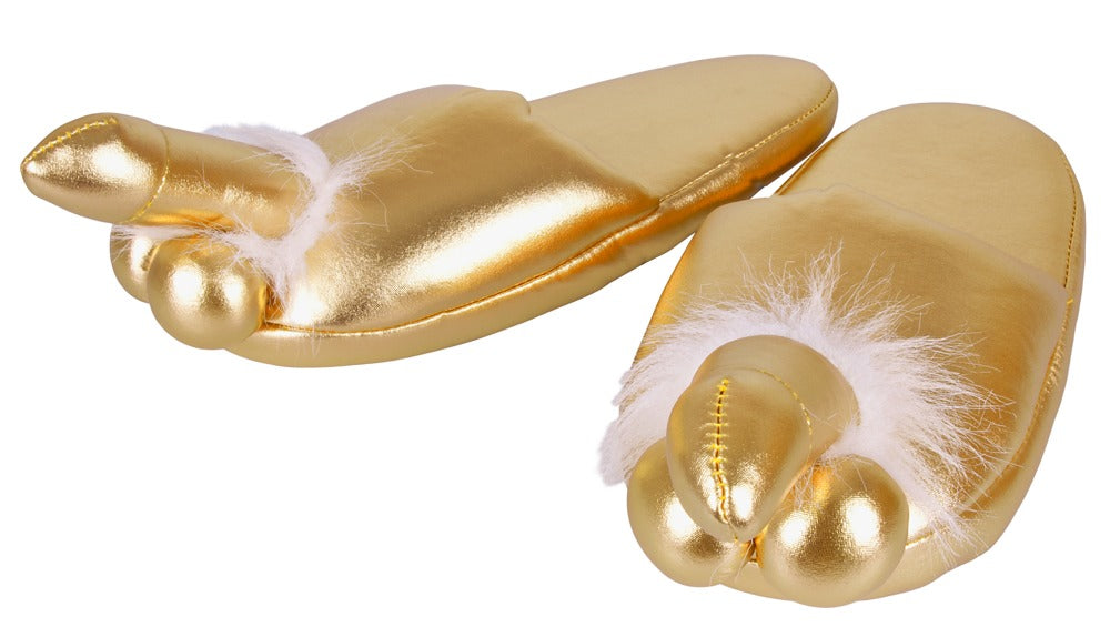 Penis Slippers Gold - Zapatillas de Fiesta Talla Única