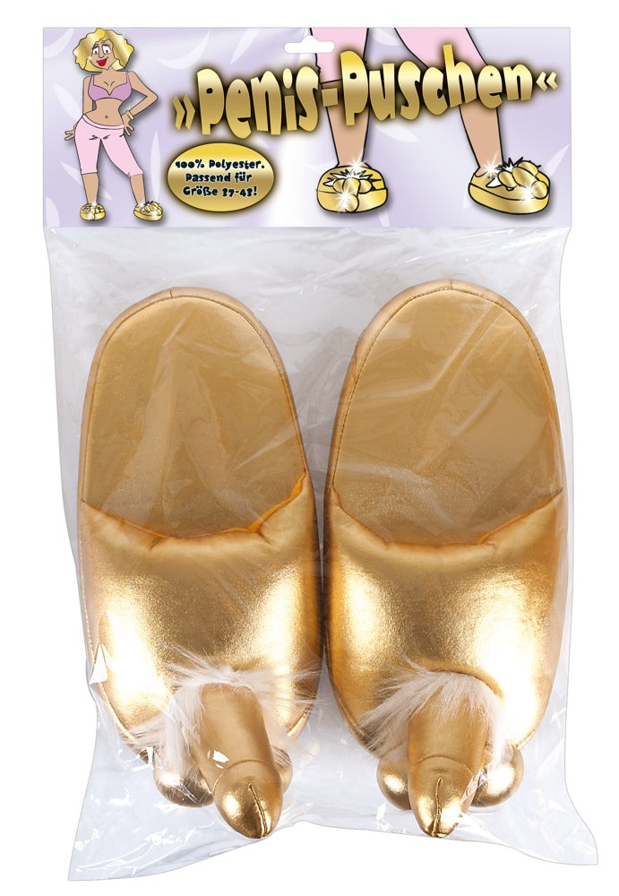 Penis Slippers Gold - Zapatillas de Fiesta Talla Única