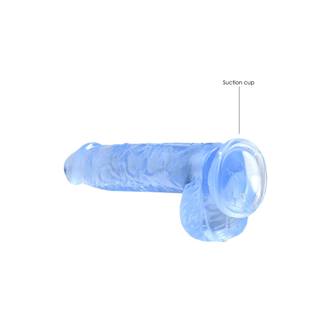 DILDO REALISTA CON TESTICULOS CRYSTAL CLEAR 6 /15 CM AZUL REALROCK
