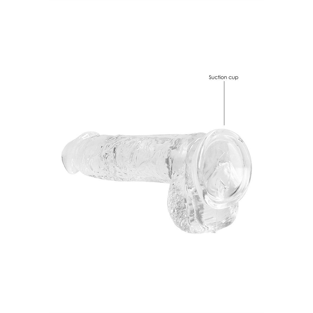 DILDO REALISTA CON TESTICULOS CRYSTAL CLEAR 6 /15 CM TRANSPARENTE REALROCK