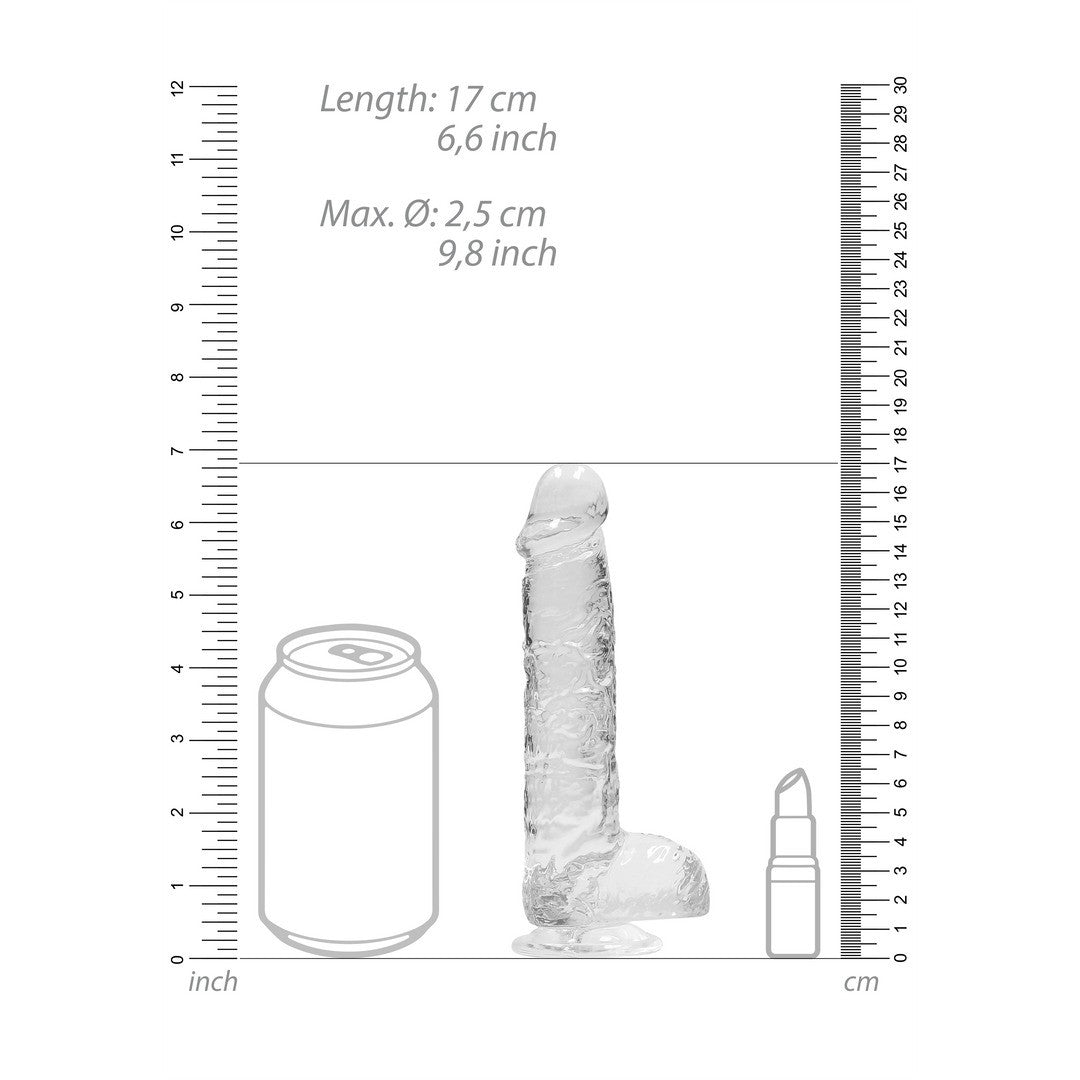 DILDO REALISTA CON TESTICULOS CRYSTAL CLEAR 6 /15 CM TRANSPARENTE REALROCK