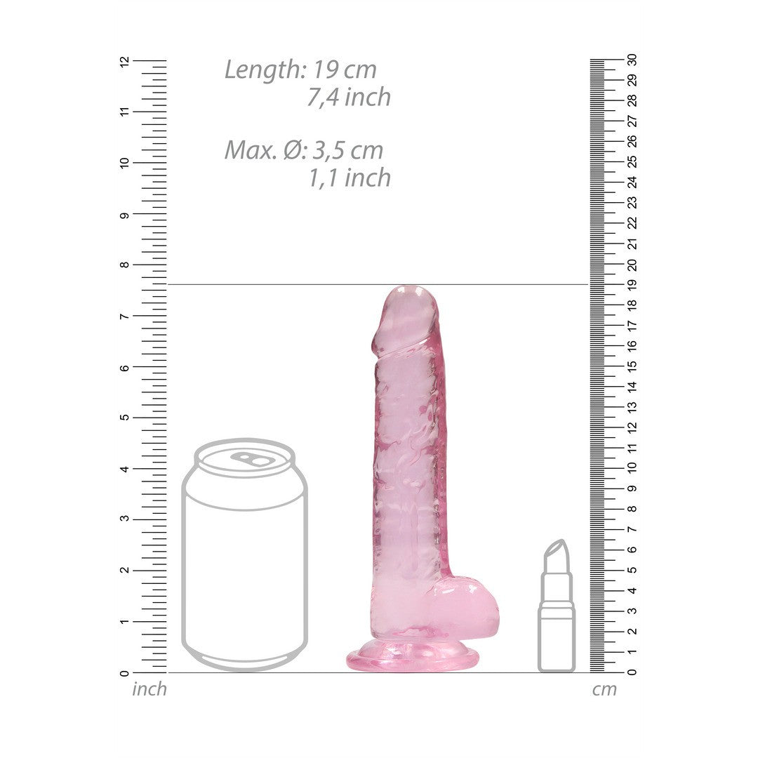 DILDO REALISTA CON TESTICULOS CRYSTAL CLEAR 7 /18 CM ROSA REALROCK