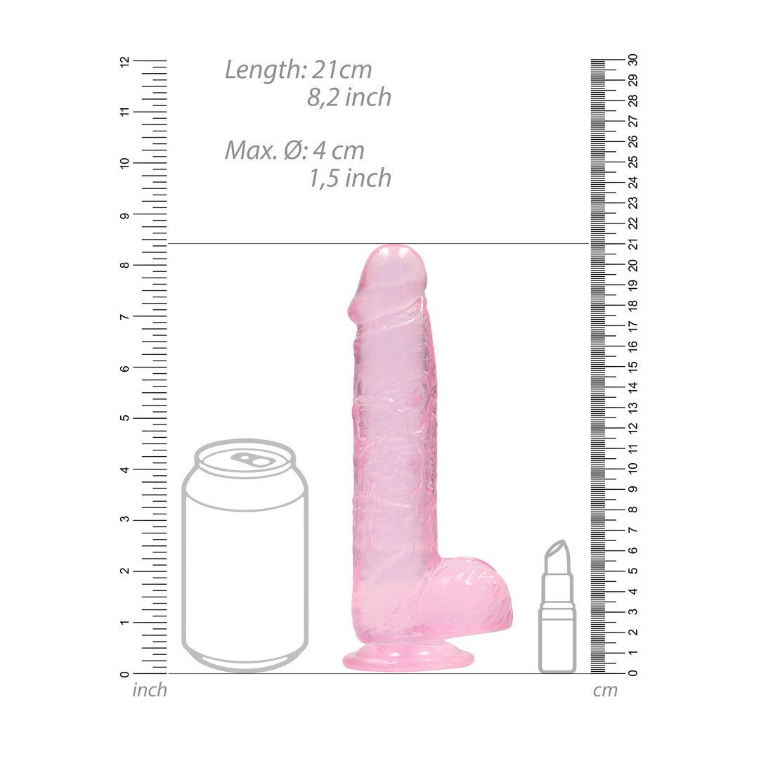 DILDO REALISTA CON TESTICULOS CRYSTAL CLEAR 8 /21 CM ROSA REALROCK