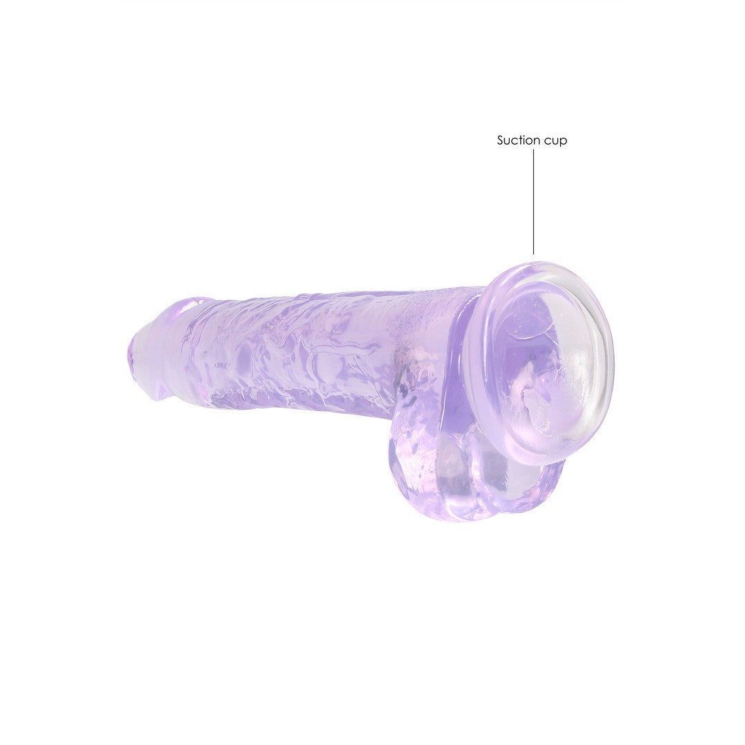 DILDO REALISTA CON TESTICULOS CRYSTAL CLEAR 8 /21CM MORADO REALROCK