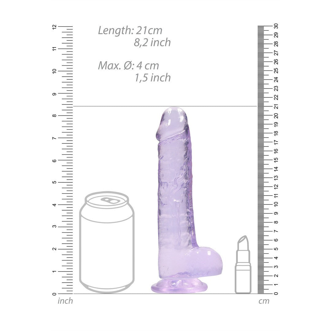 DILDO REALISTA CON TESTICULOS CRYSTAL CLEAR 8 /21CM MORADO REALROCK
