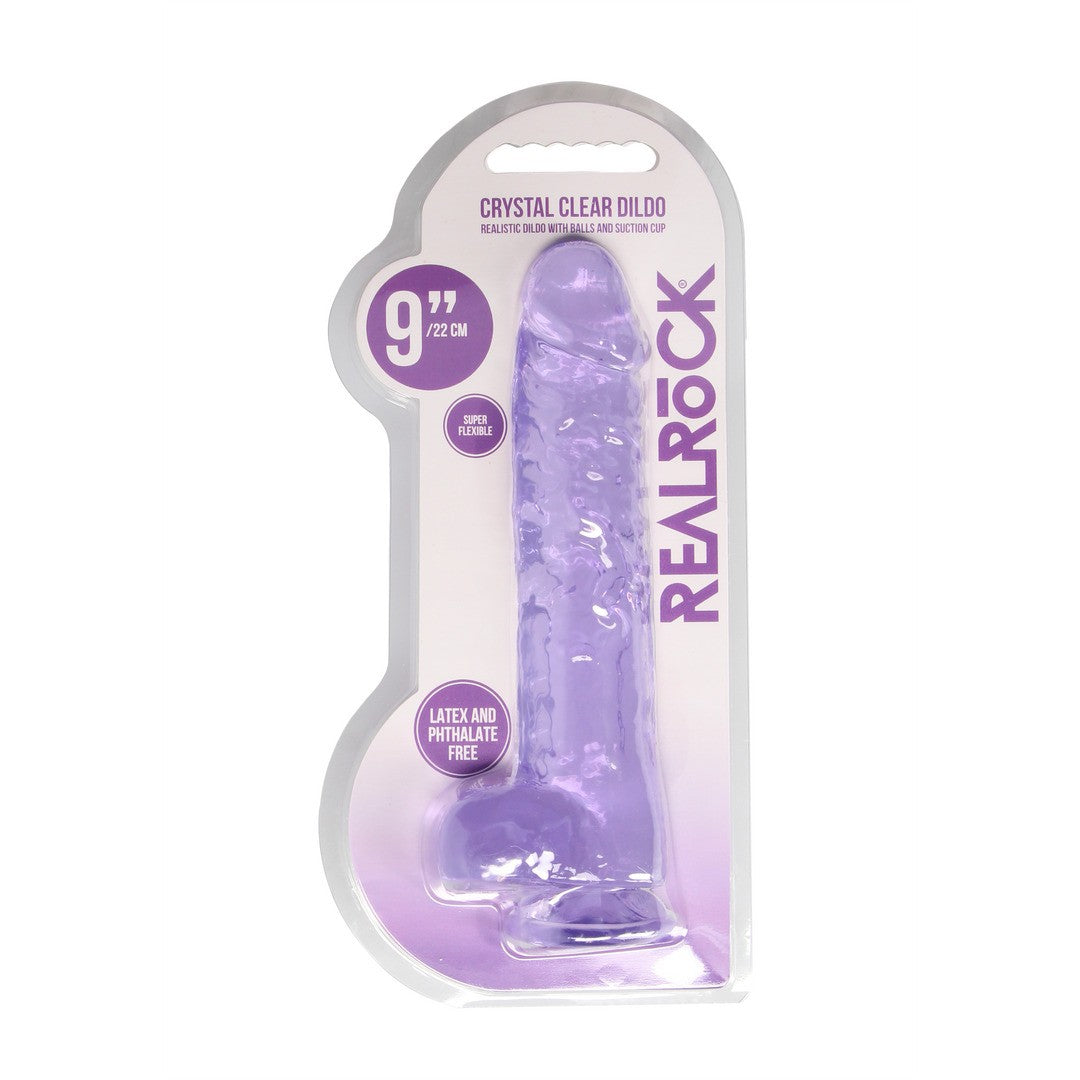 DILDO REALISTA CON TESTICULOS CRYSTAL CLEAR 9 /23 CM REALROCK