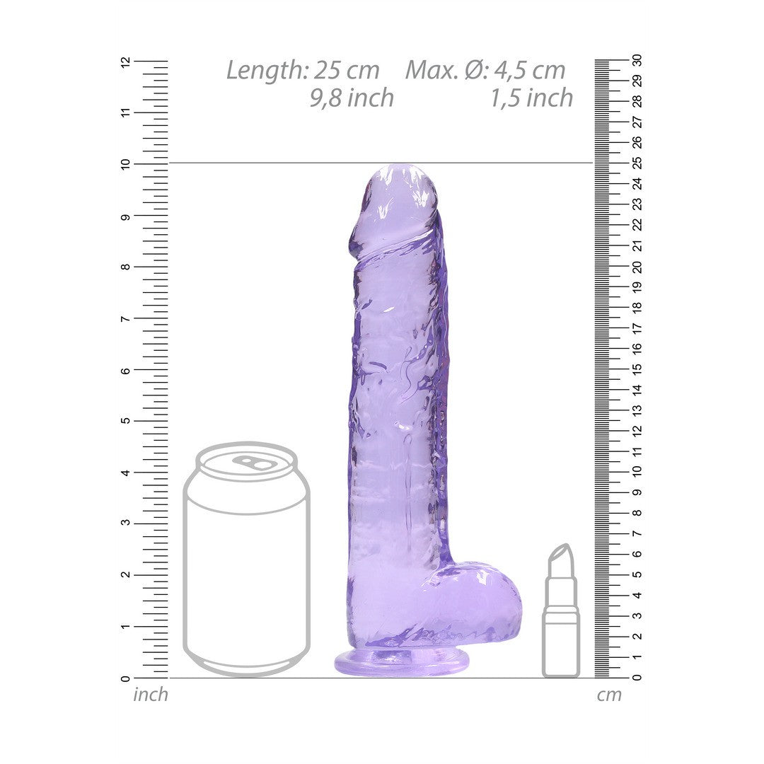 DILDO REALISTA CON TESTICULOS CRYSTAL CLEAR 9 /23 CM REALROCK