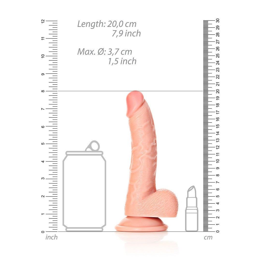 DILDO REALISTA CON TESTICULOS CURVED 7 /18CM FLESH REALROCK