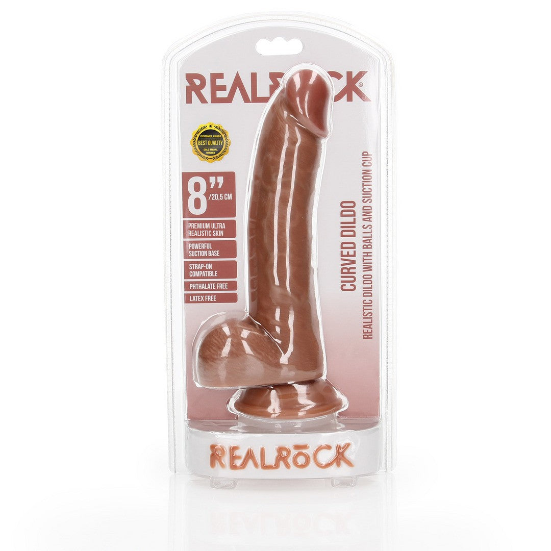 DILDO REALISTA CON TESTICULOS CURVED 8 /20,5 CM REALROCK