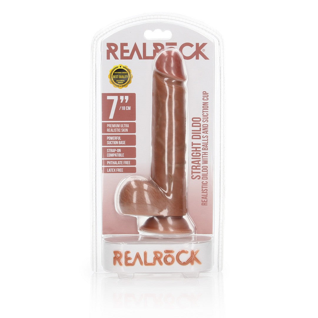 DILDO REALISTA CON TESTICULOS STRAIGHT 7 / 18 CM REALROCK