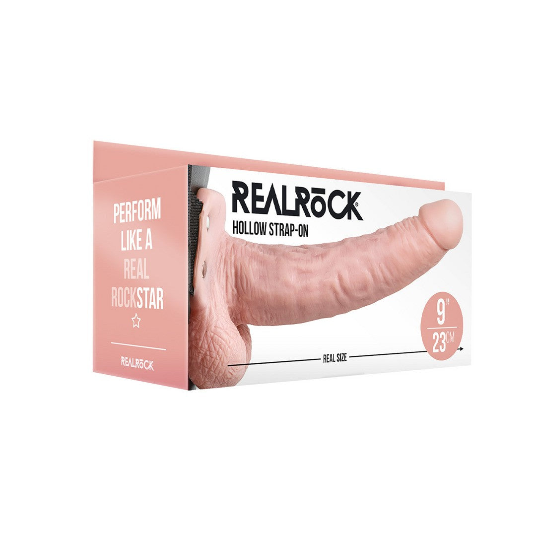 STRAP-ON HUECO CON TESTÍCULOS 9 /23 CM FLESH REALROCK