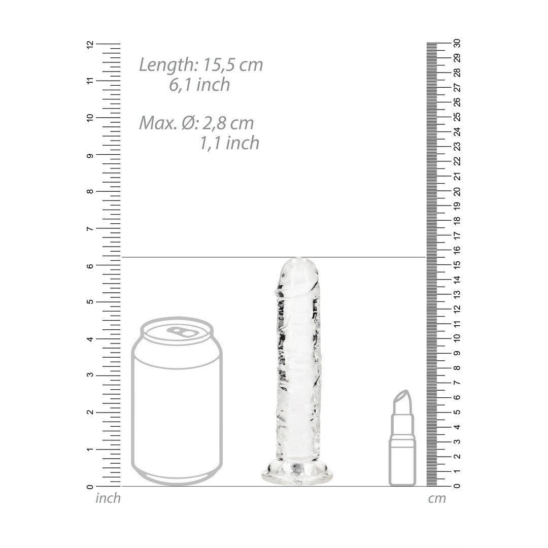 DILDO STRAIGHT REALISTIC CRYSTAL CLEAR 6 /14,5 CM TRANSPARENTE REALROCK