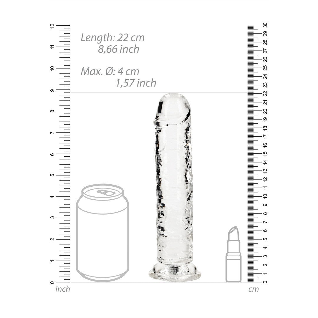 DILDO STRAIGHT REALISTIC CRYSTAL CLEAR 8 /20 CM TRANSPARENTE REALROCK