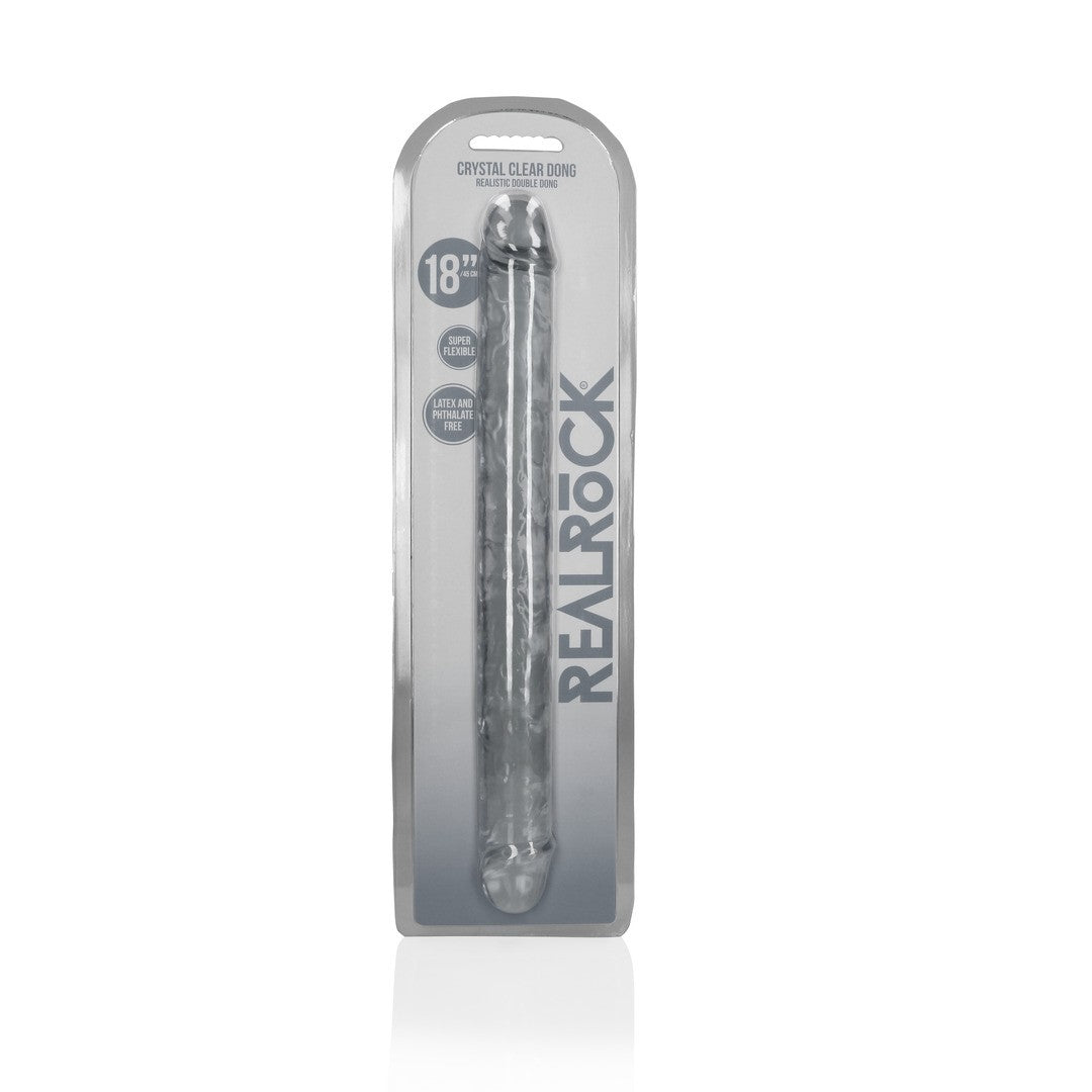 DILDO DOBLE CRYSTAL CLEAR 18 /45 CM TRANSPARENTE REALROCK