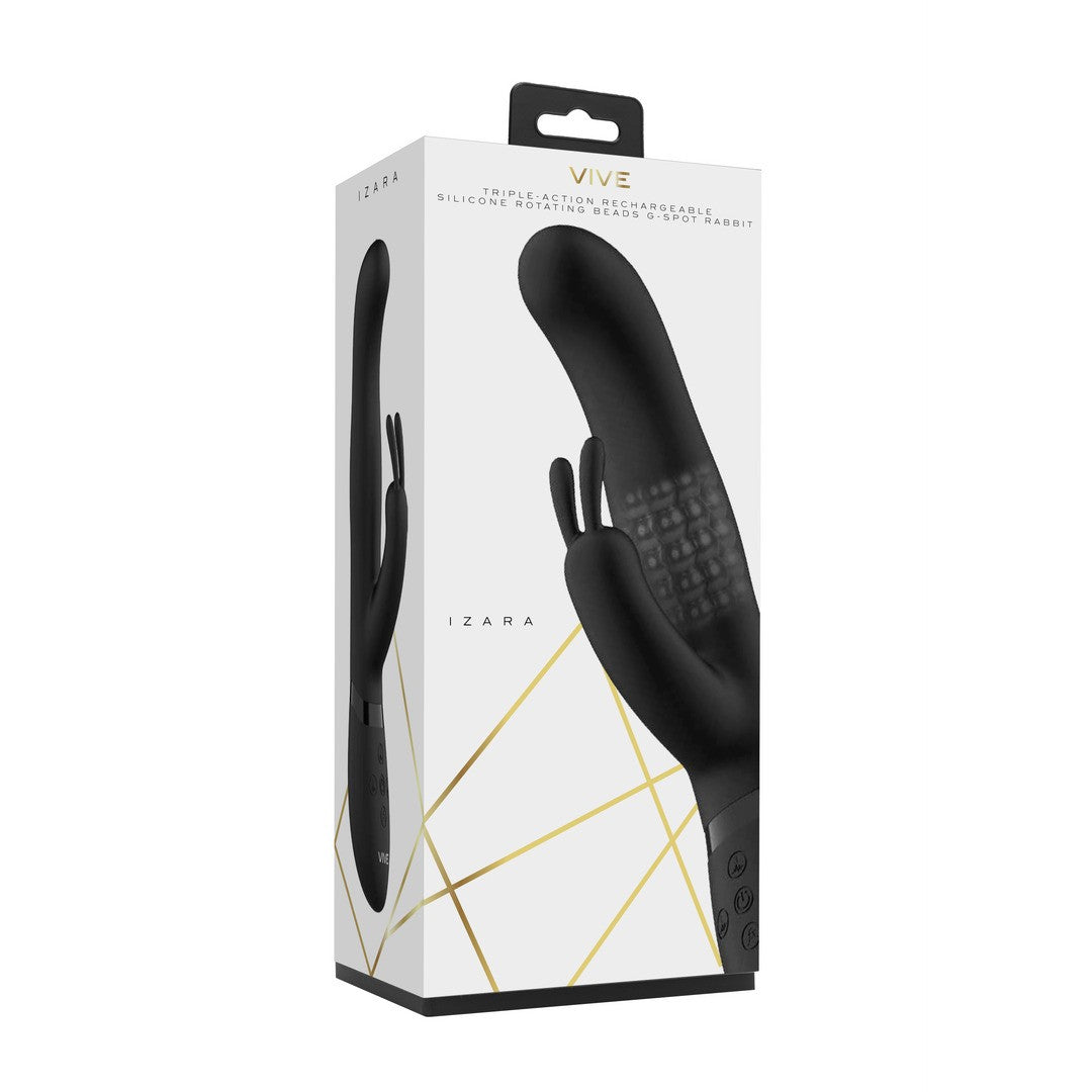 VIBRADOR IZARA ROTATING BEADS RABBIT NEGRO VIVE