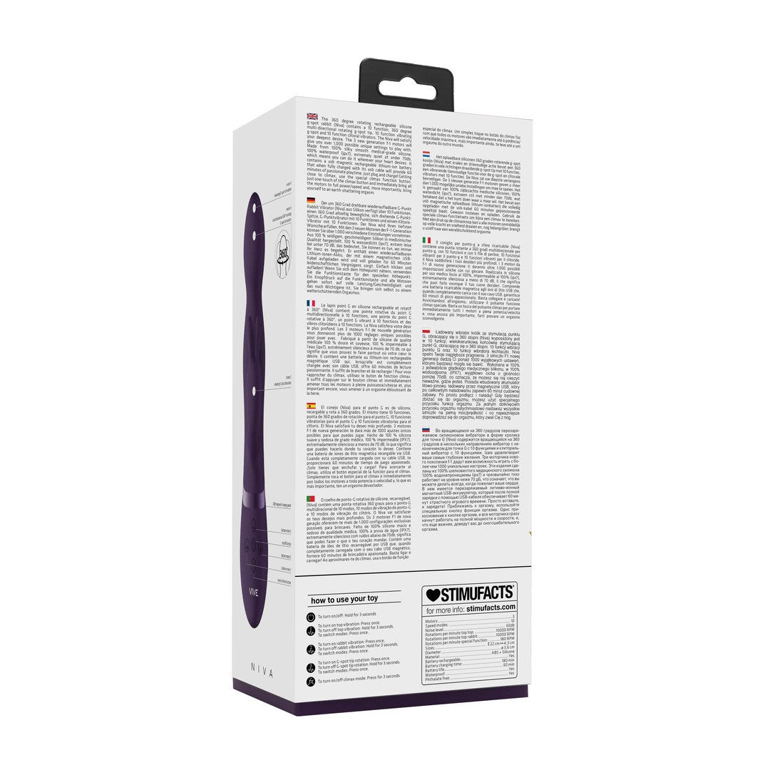 VIBRADOR NIVA ROTATING RABBIT MORADO VIVE