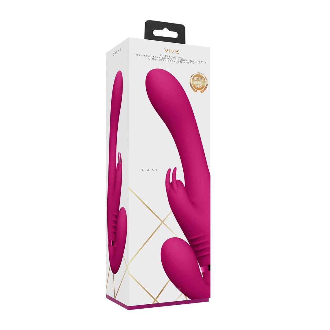 STRAP-ON SIN ARNÉS SUKI VIBRATING RABBIT ROSA VIVE