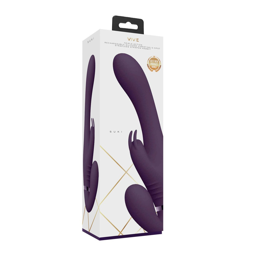 STRAP-ON SIN ARNÉS SUKI VIBRATING RABBIT MORADO VIVE