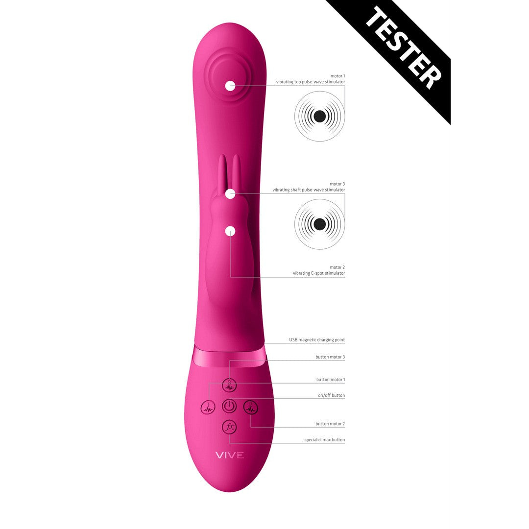 TESTER VIBRADOR MAY DUAL PULSE-WAVE C-SPOT AND G-SPOT RABBIT ROSA VIVE