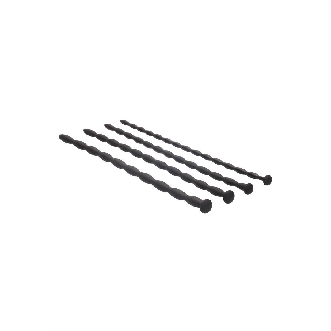 CONJUNTO DE SONDAS DE URETRA SILICONE SPIRAL SCREW PLUG SET ADVANCED NEGRO OUCH!