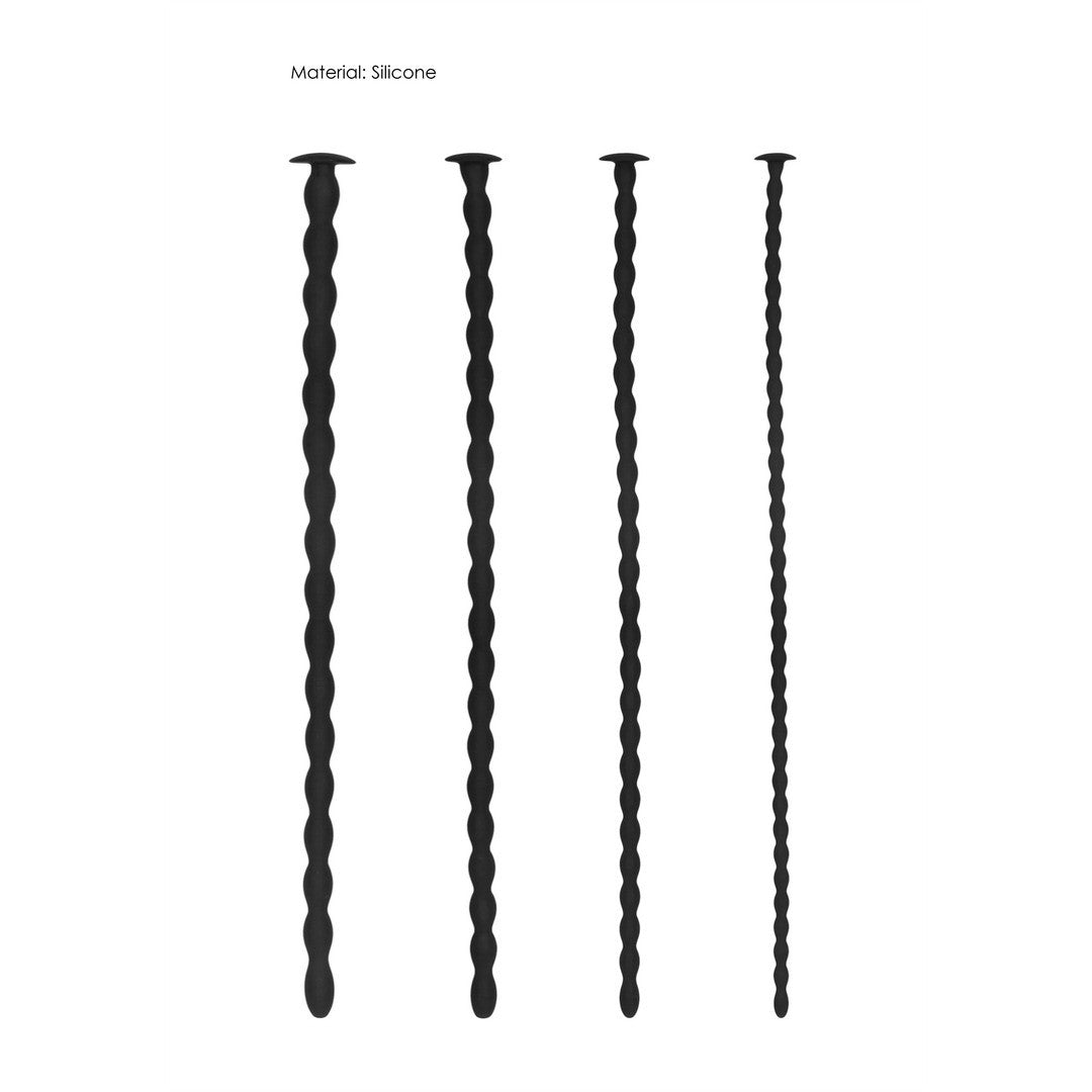 CONJUNTO DE SONDAS DE URETRA SILICONE SPIRAL SCREW PLUG SET ADVANCED NEGRO OUCH!