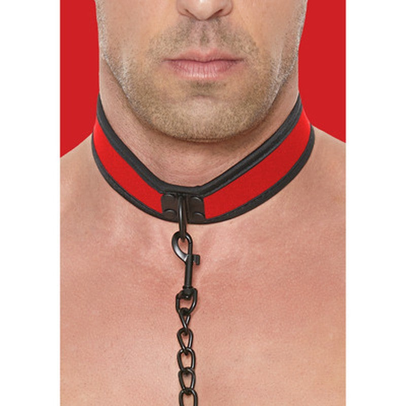 COLLAR DE NEOPRENO ROJO CON CORREA OUCH!