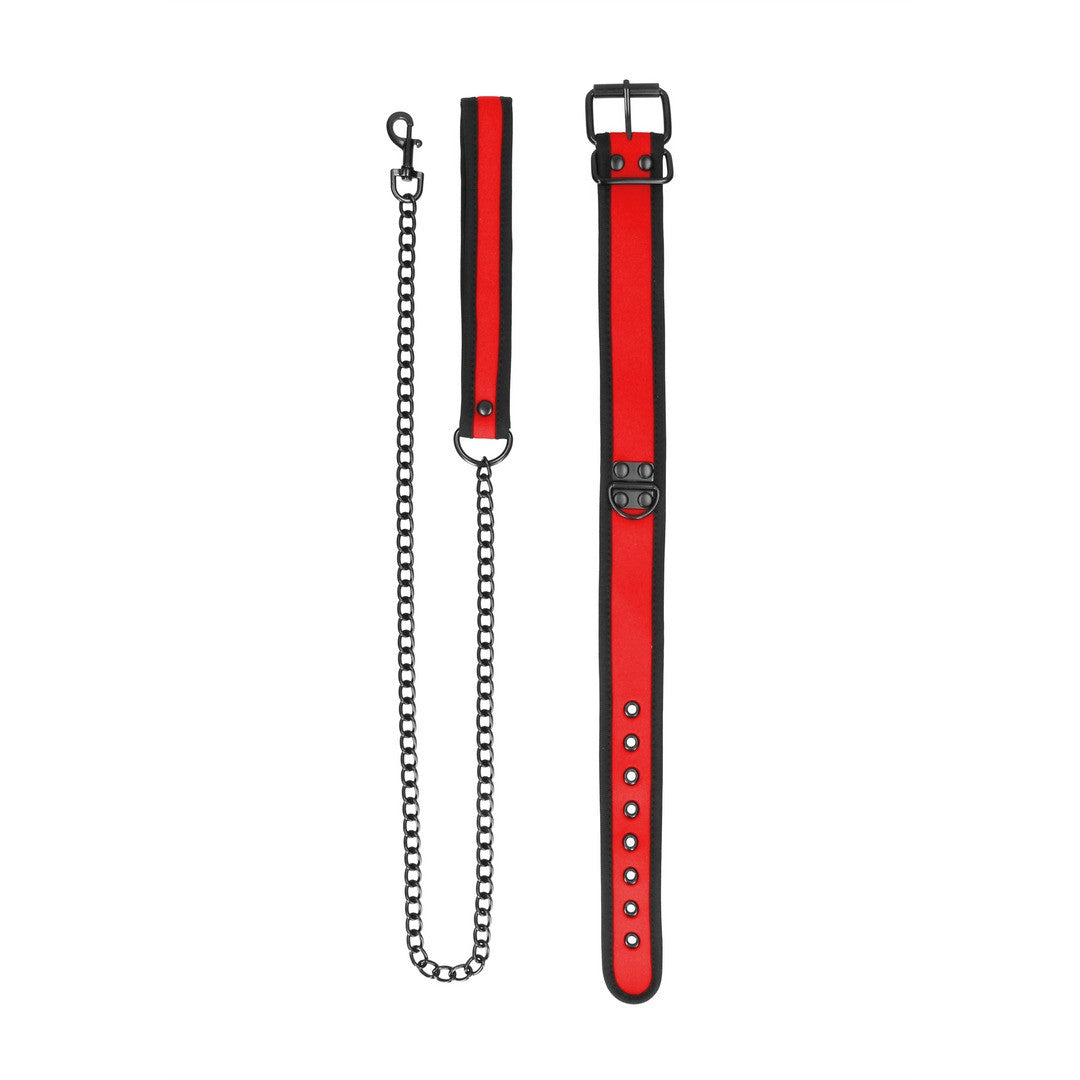 COLLAR DE NEOPRENO ROJO CON CORREA OUCH!