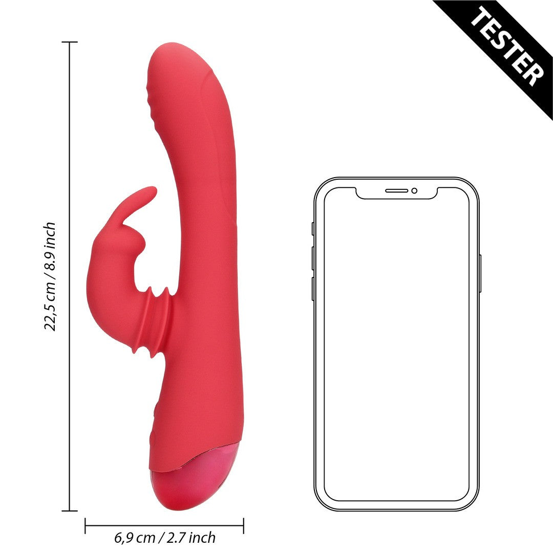 TESTER VIBRADOR SWINGING RABBIT G-SPOT BRIGHTO RED LOVELINE