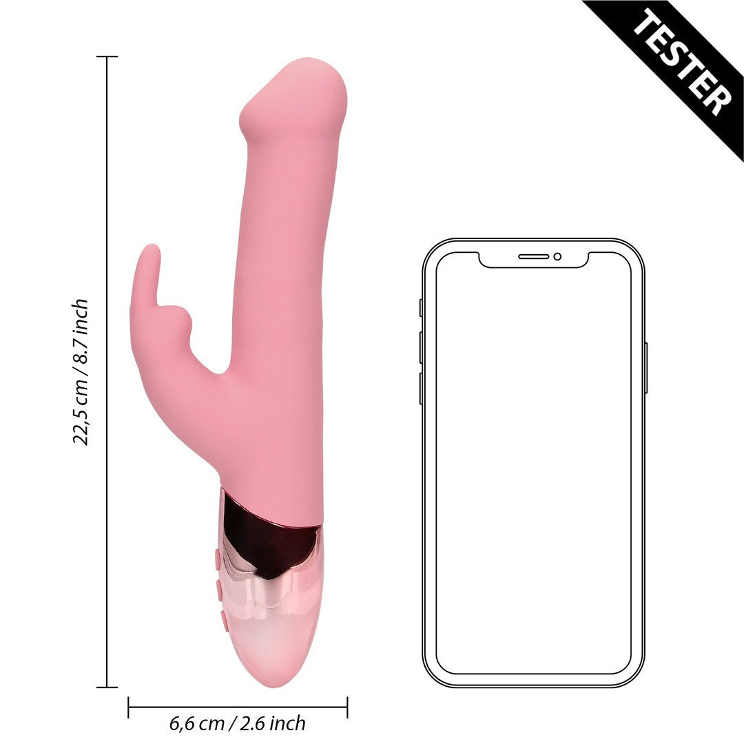 TESTER VIBRADOR RABBIT CON ROTACIÓN DE PERLAS PINK ARABESQUE LOVELINE