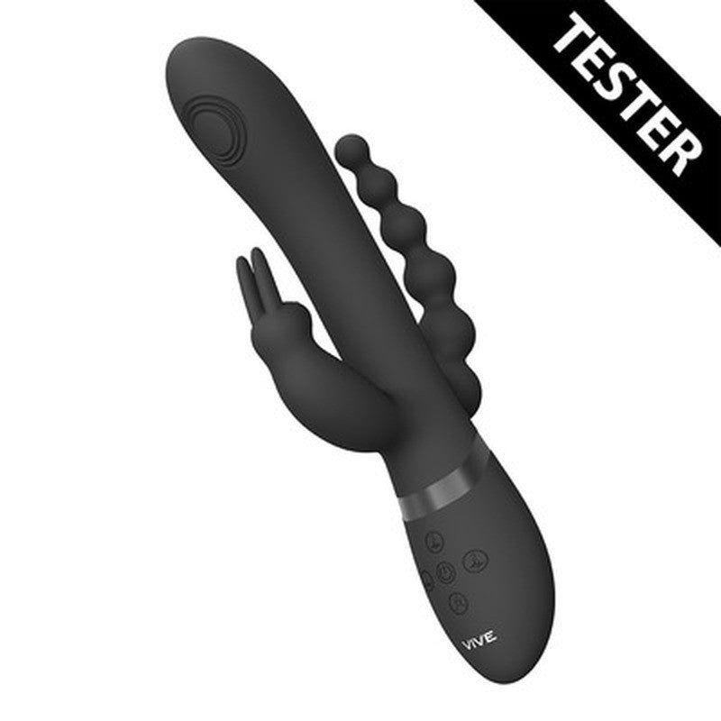 TESTER VIBRADOR RINI PULSE WAVE DOUBLE PENETRATION RABBIT NEGRO VIVE