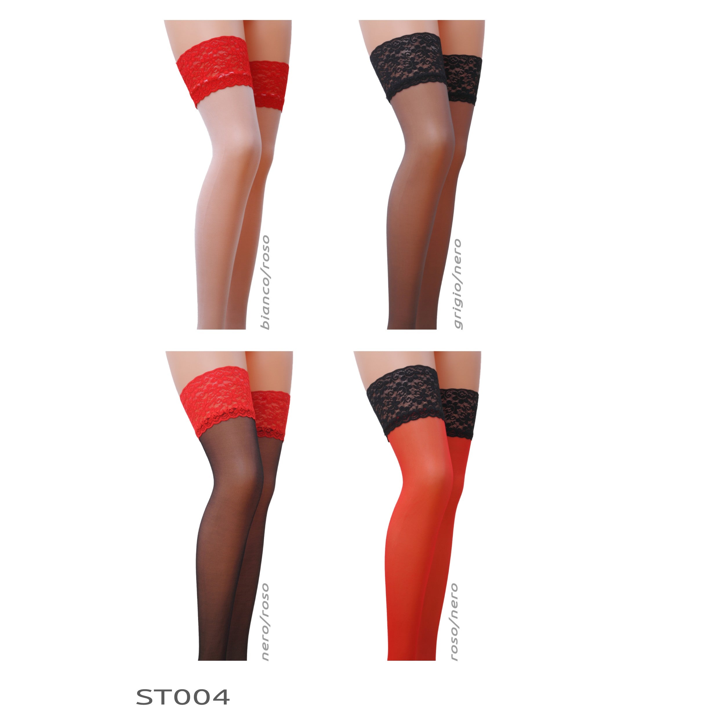 MEDIAS DE LIGUEROS ST004 NEGRO/ROJO (17 DEN) PASSION