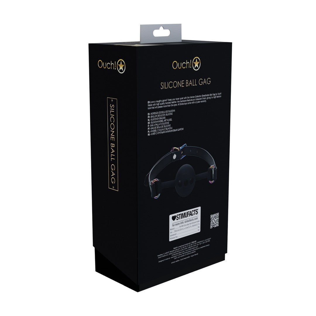 MORDAZA DE SILICONA RESPIRABLE VENICE COLLECTION - SILICONE BALL GAG - BLACK