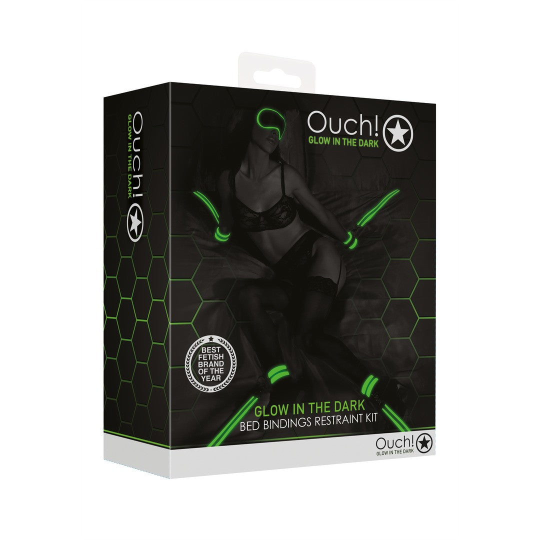 CONJUNTO DE RESTRICCIONES DE CAMA FLUORESCENTES GLOW IN THE DARK OUCH!