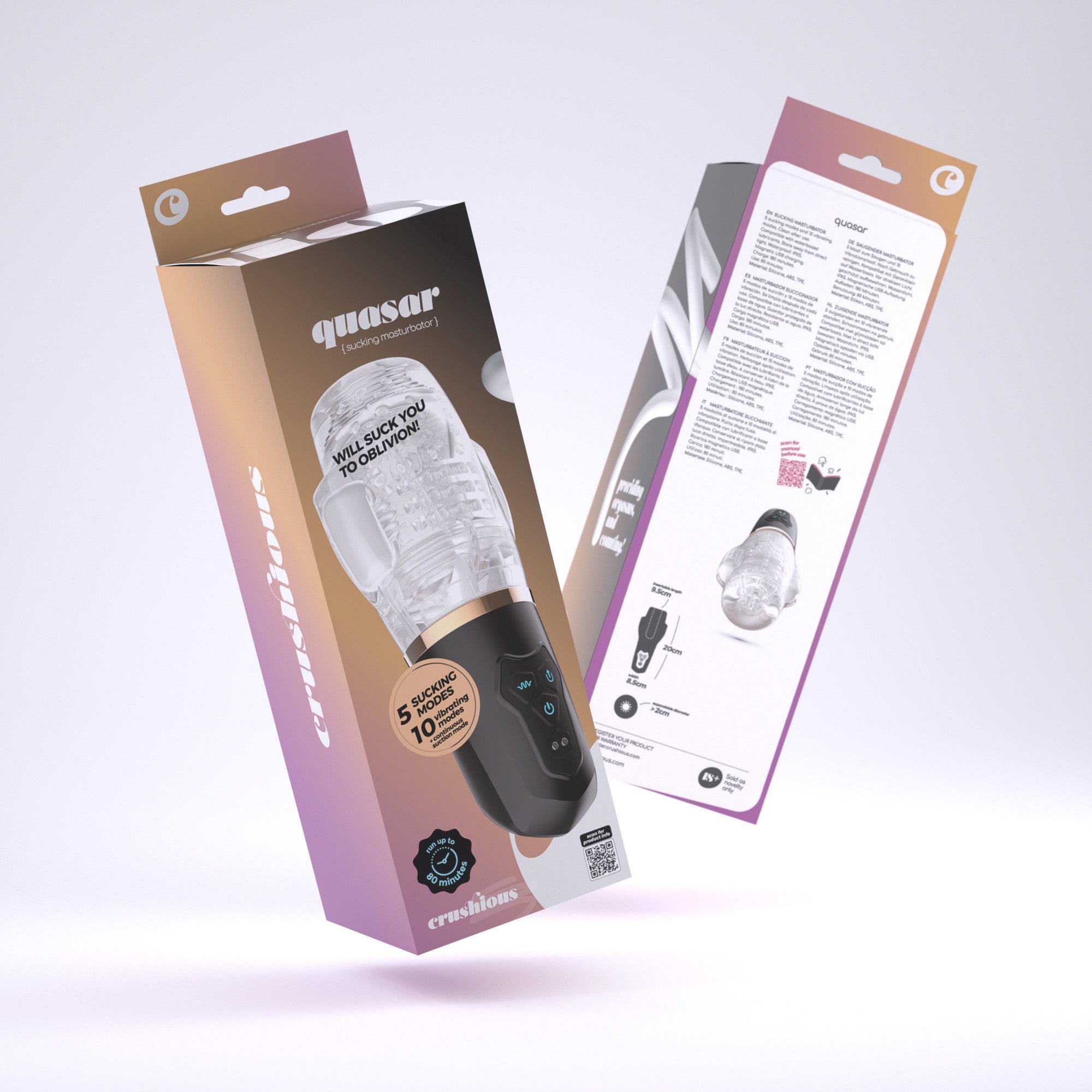 QUASAR MASTURBADOR RECARGABLE CON SUCCIÓN CRUSHIOUS