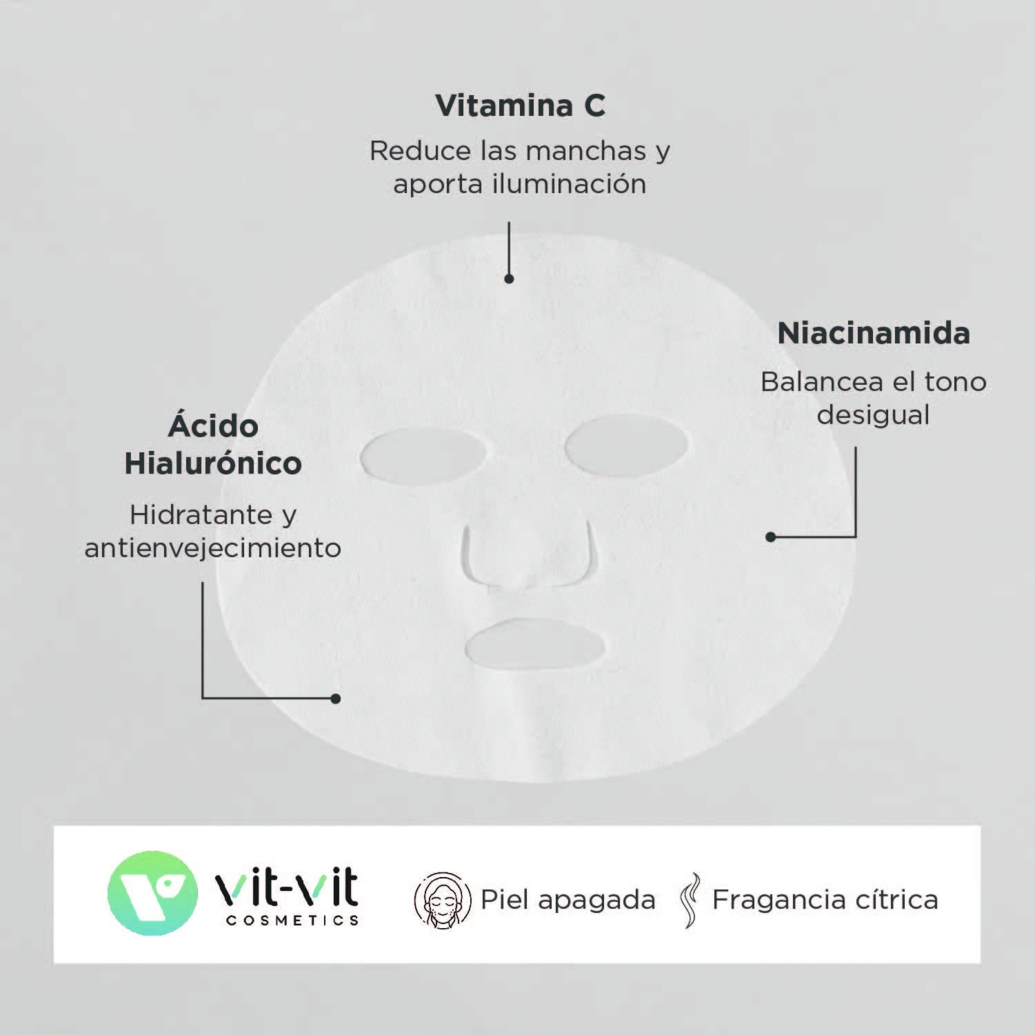MASCARILLA DE TEJIDO FACIAL VITAMIN C VIT VIT COSMETICS 20GR