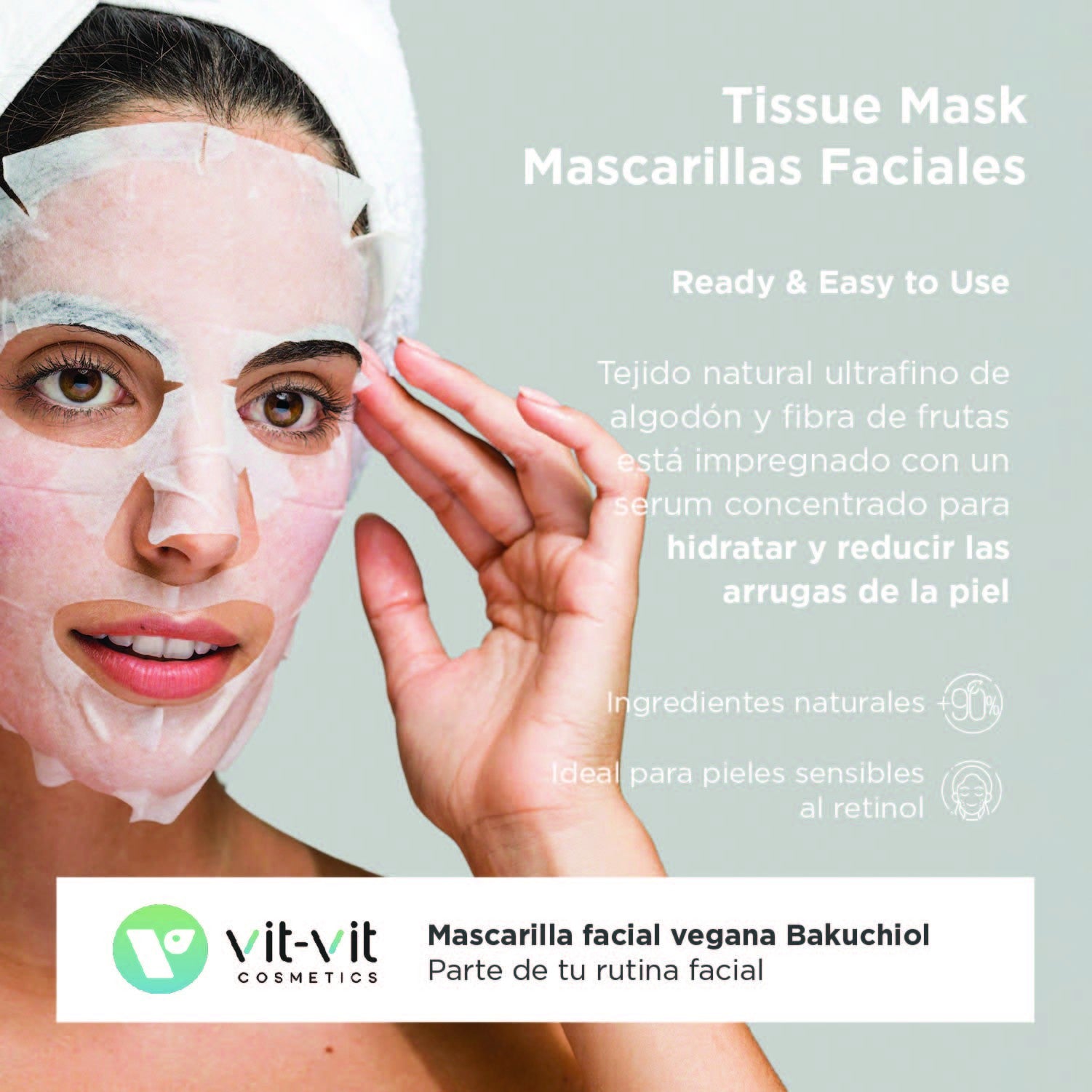 MASCARILLA DE TEJIDO FACIAL ANTI-EDAD BAKUCHIOL VIT VIT COSMETICS 20GR
