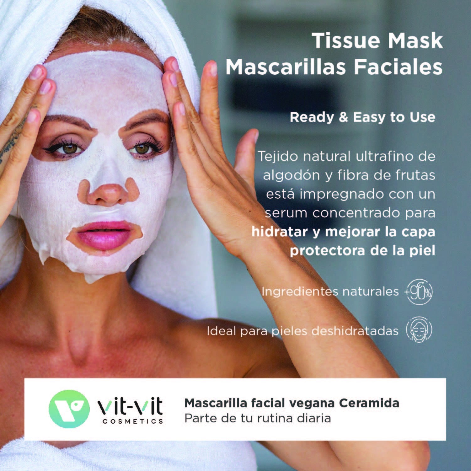 MASCARILLA DE TEJIDO FACIAL CERAMIDE RESTORATIVE VIT VIT COSMETICS 20GR