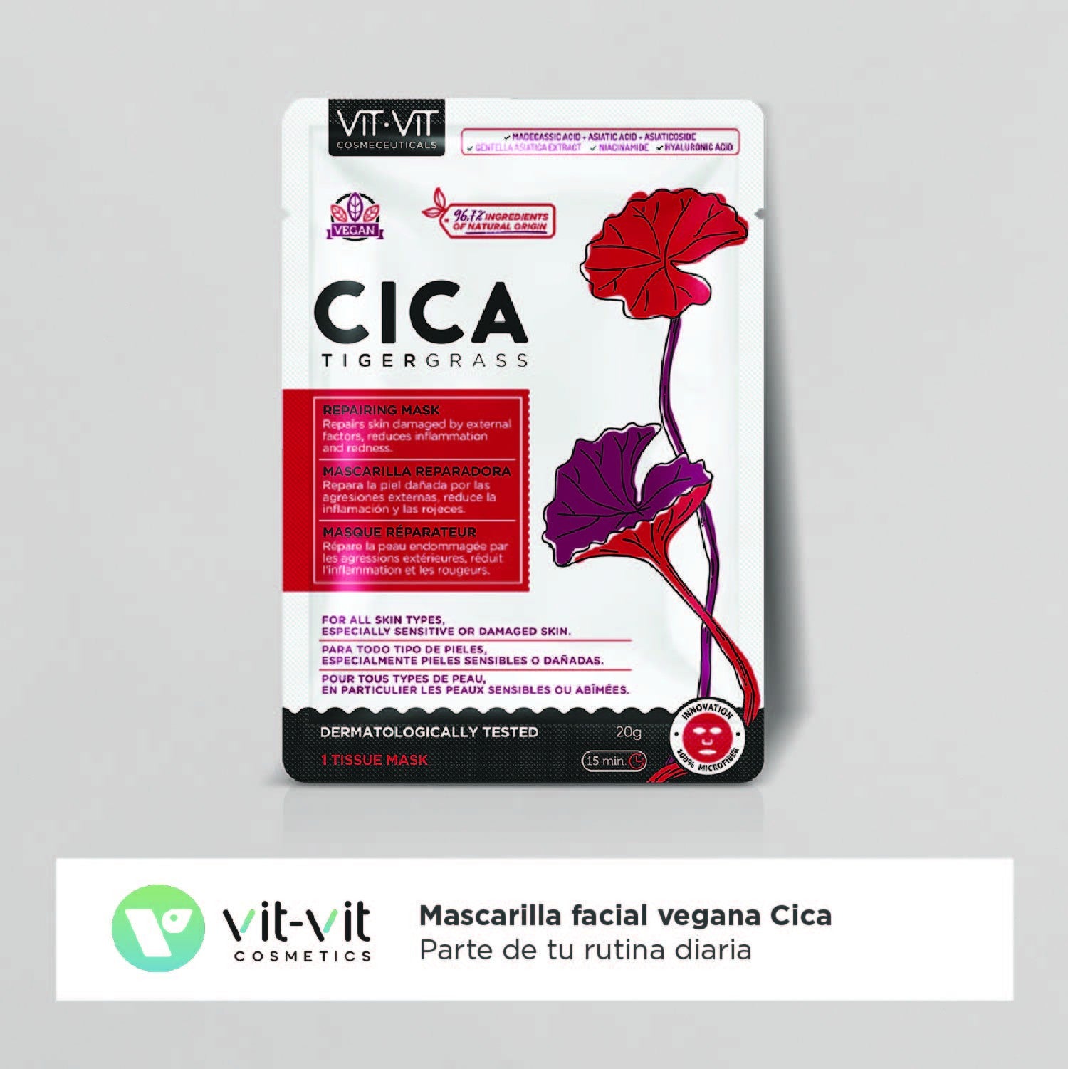 MASCARILLA DE TEJIDO FACIAL CICA TIGERGRASS VIT VIT COSMETICS 20GR