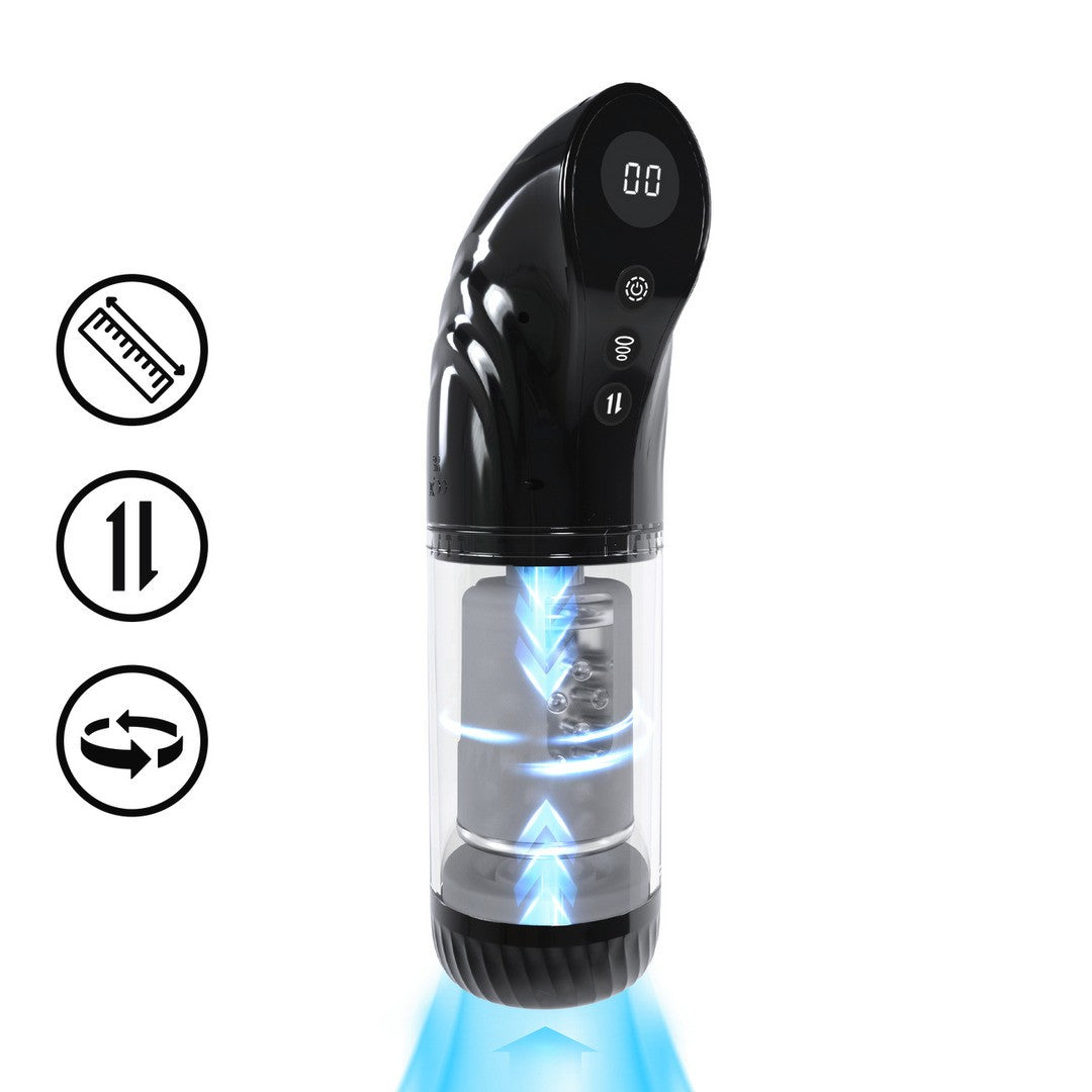 MASTURBADOR VIBRATORIO CON SUCCIÓN E IMPULSO STROKEMATE NEGRO PUMPED