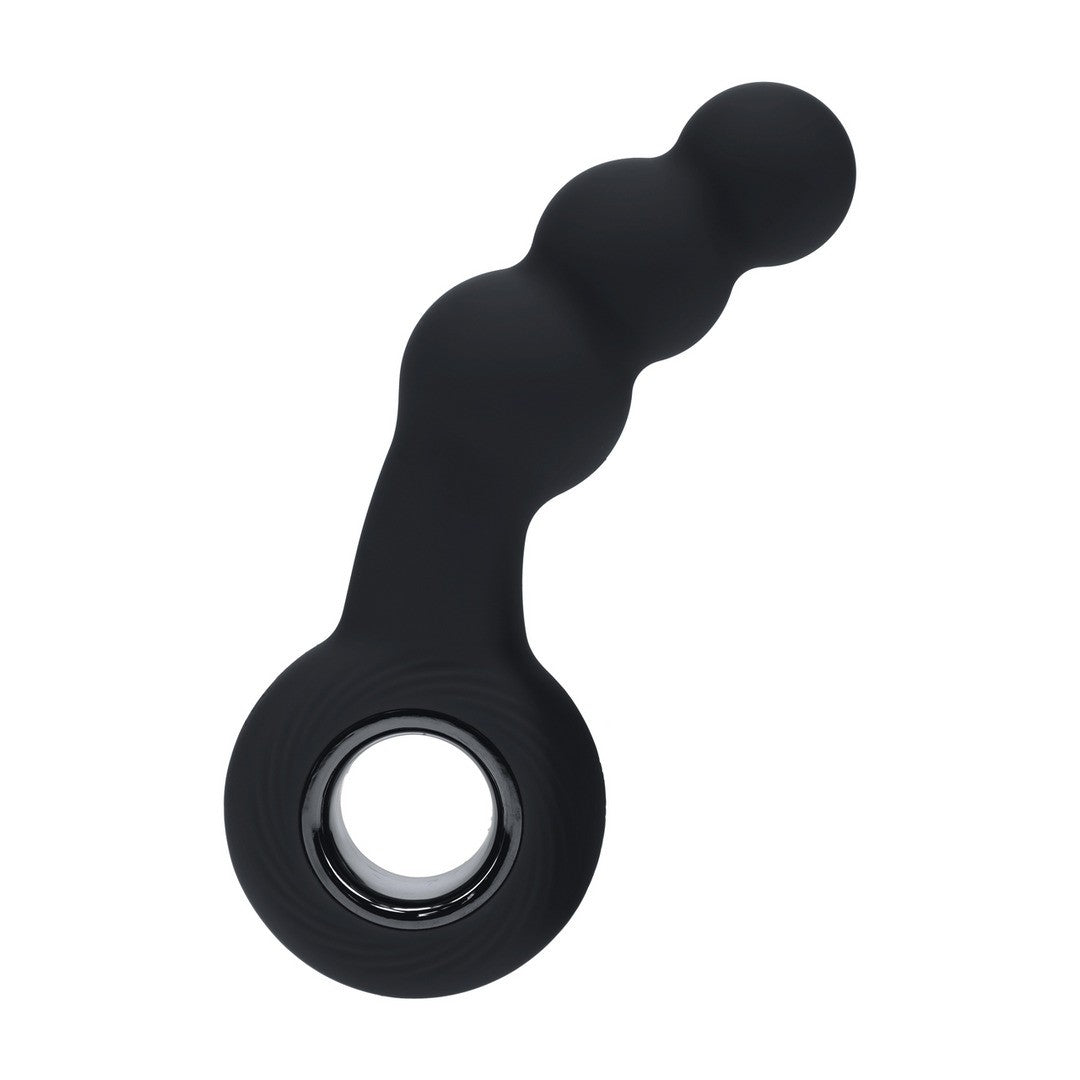 ESTIMULADOR DE PRÓSTATA DE SILICONA VIBRATORIO CON PERLAS Y ASA NEGRO LEVELZ